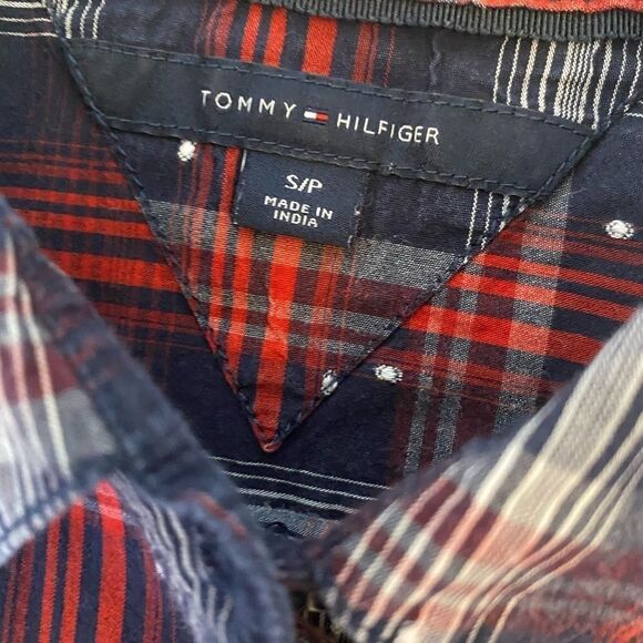 TOMMY HILFIGER Plaid Button Up Top Red & Blue S - Picture 4 of 8